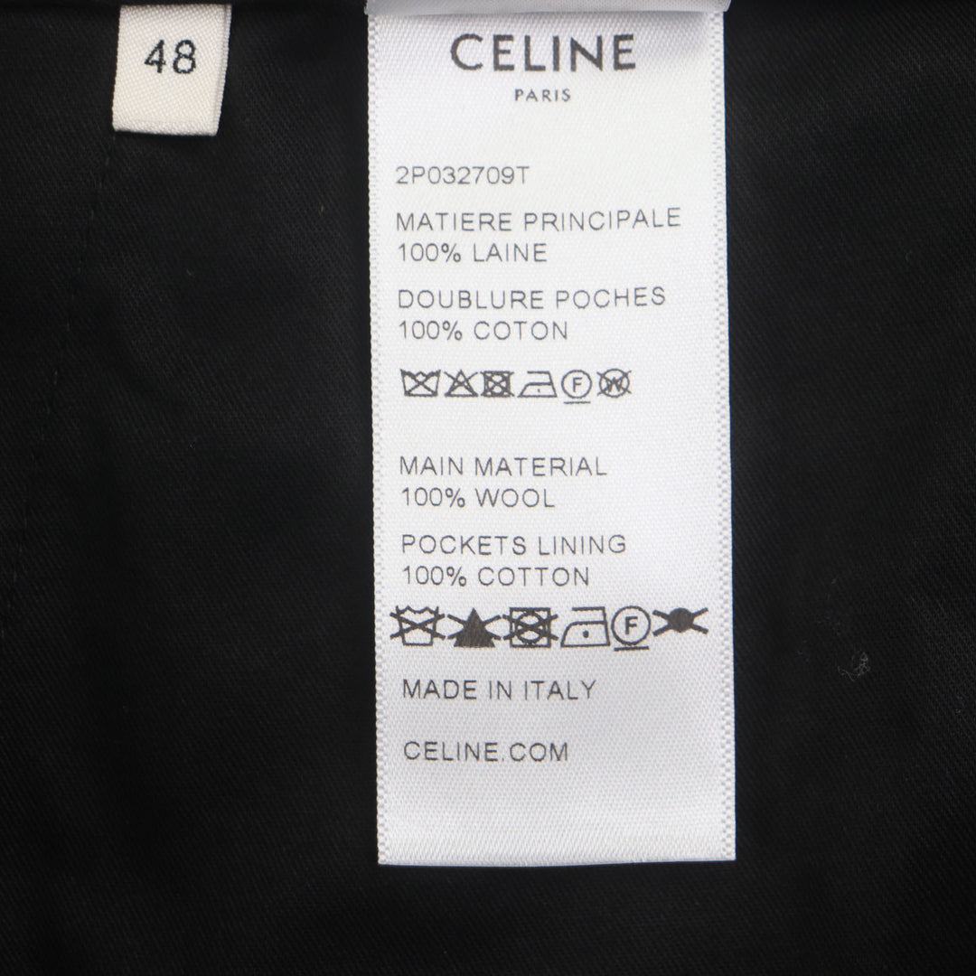 CELINE スラックス グレンチェック柄パンツ グレー ウール メンズ 48 2P032709T 美品
