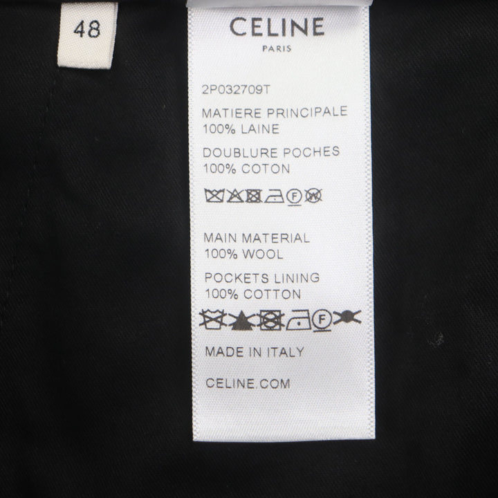 CELINE スラックス グレンチェック柄パンツ グレー ウール メンズ 48 2P032709T 美品