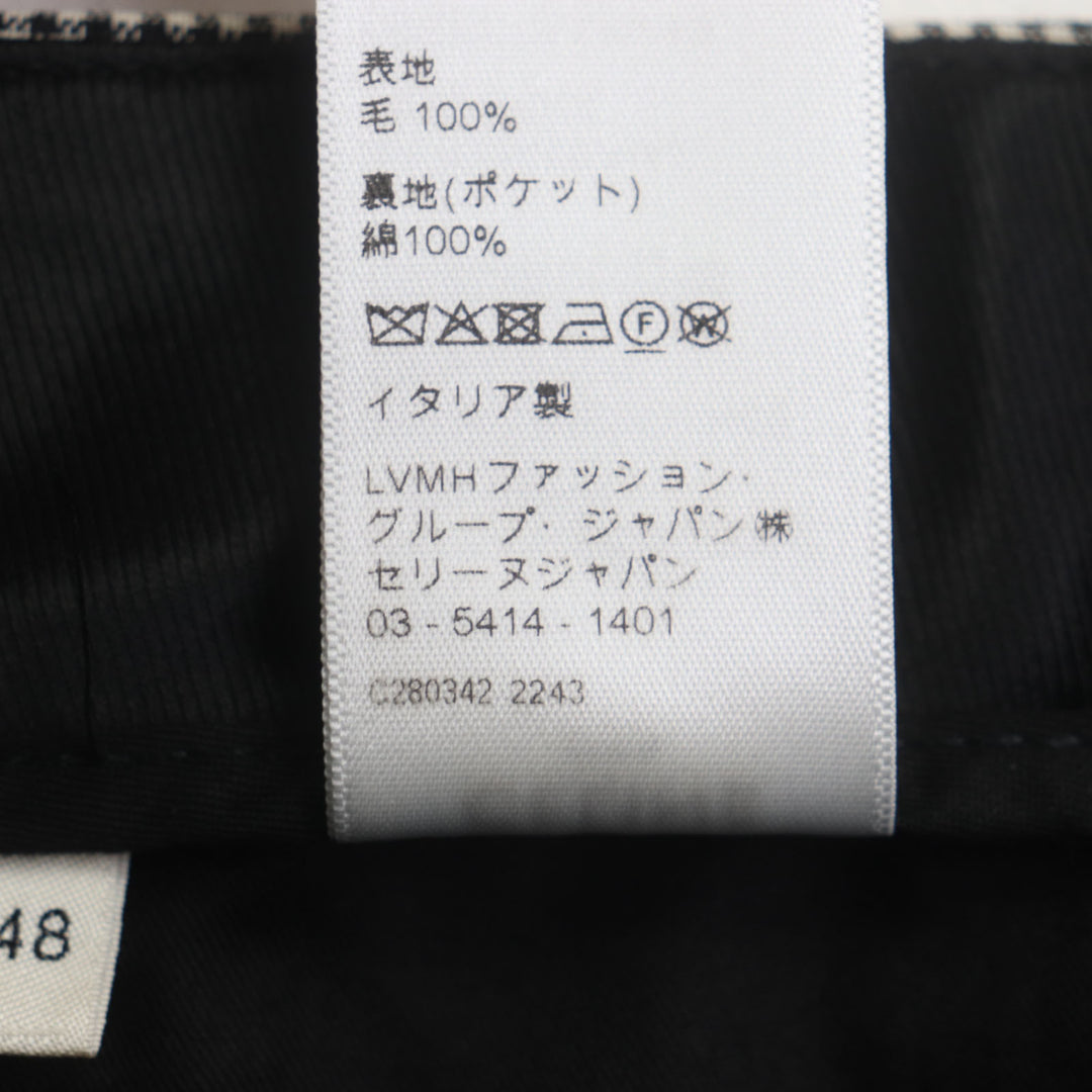 CELINE スラックス グレンチェック柄パンツ グレー ウール メンズ 48 2P032709T 美品
