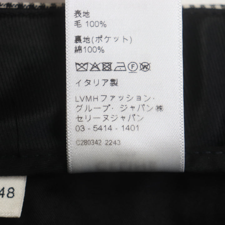 CELINE スラックス グレンチェック柄パンツ グレー ウール メンズ 48 2P032709T 美品