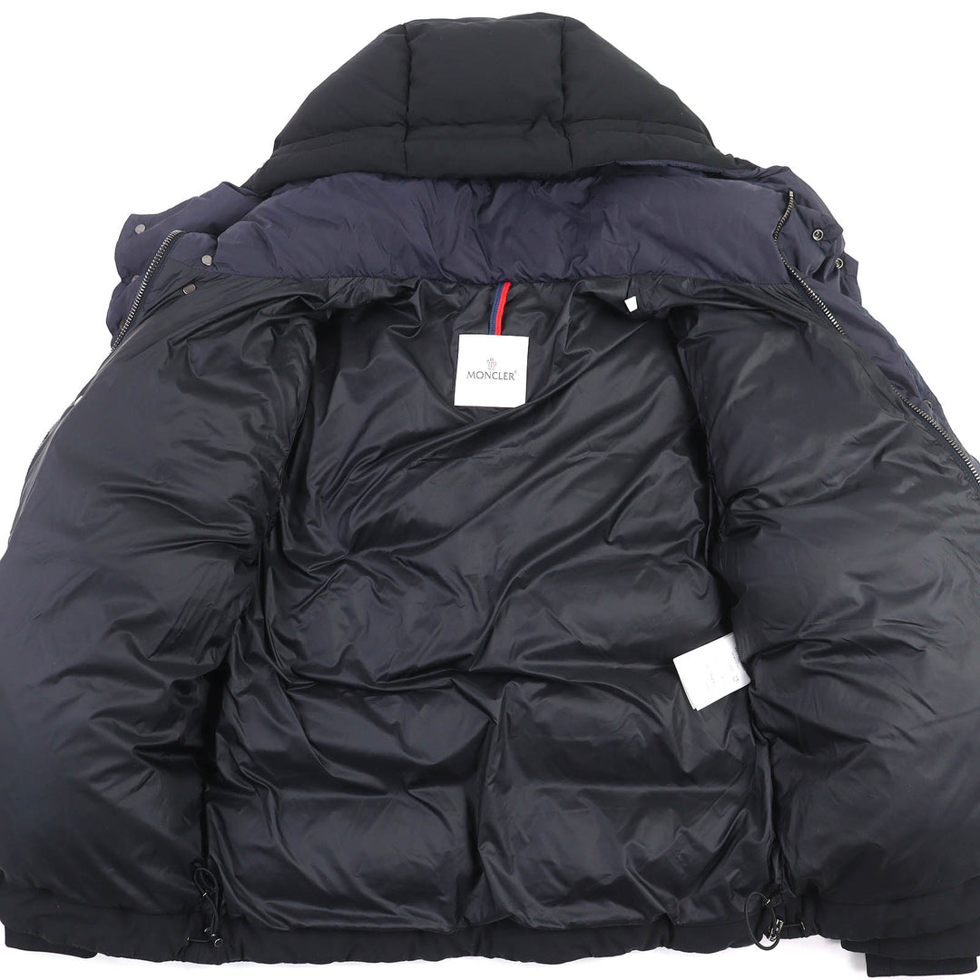 Great MONCLER Down jacket JOFFE Logo rubber patch hooded jacket Navy black 2