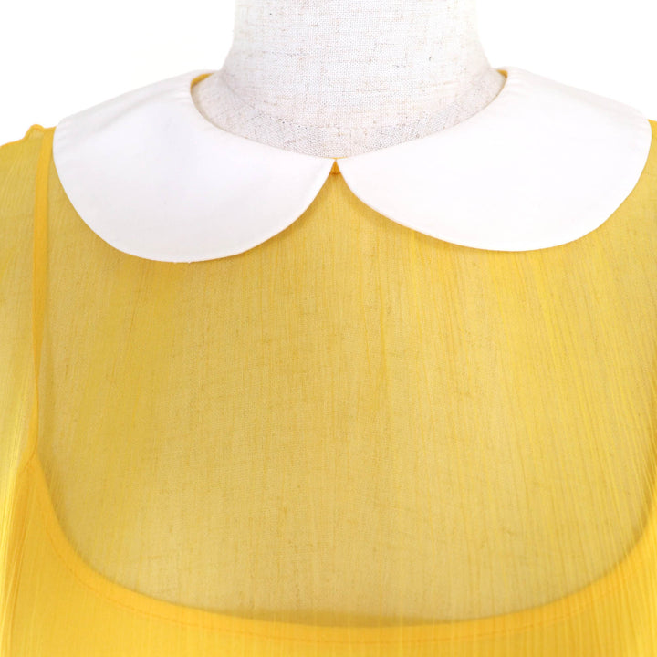 Pristine GUCCI one piece round collar chiffon dress yellow silk Women 36 728125