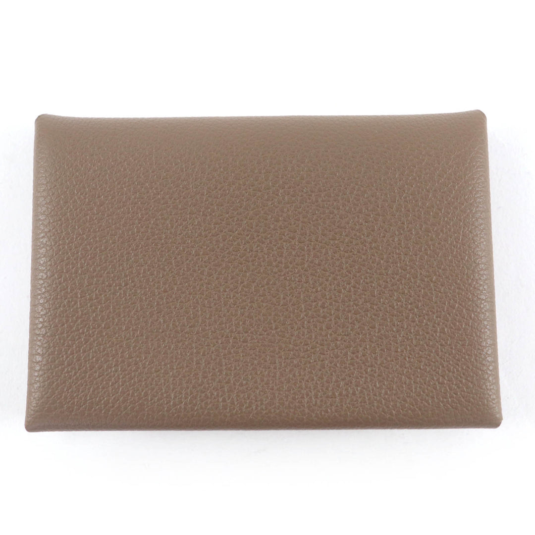 Pristine HERMES Coin case Calvi duo Card Case Evercolor Leather Women