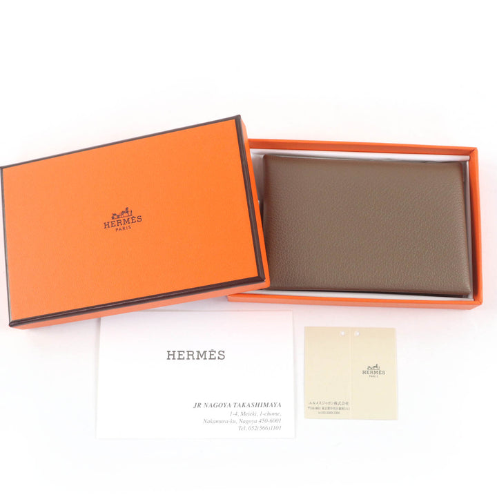Pristine HERMES Coin case Calvi duo Card Case Evercolor Leather Women