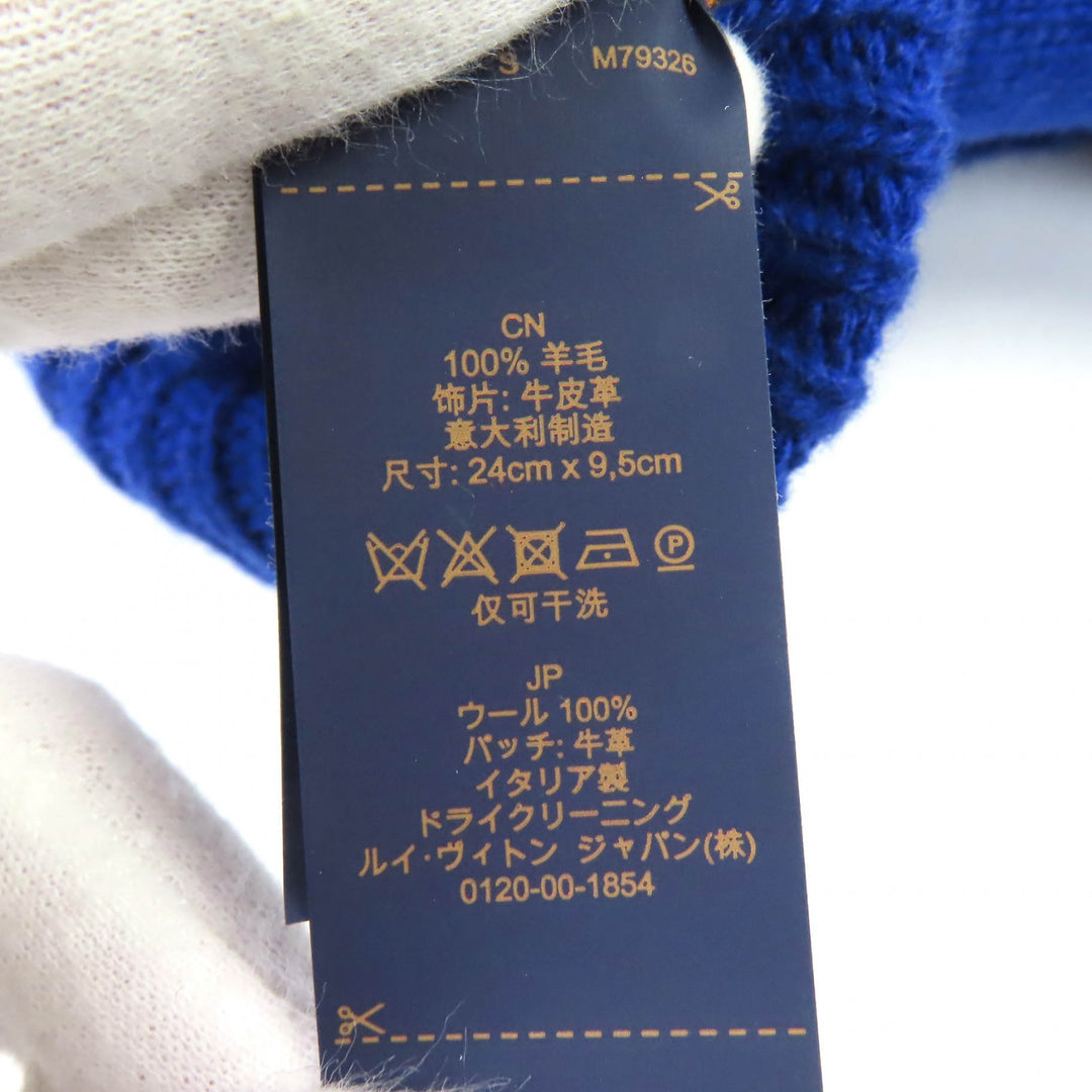 Excellent LOUIS VUITTON gloves LV medallion maille glove blue wool Women S