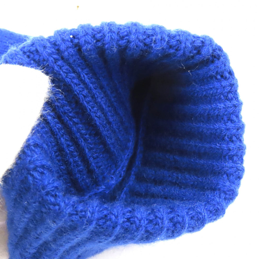 Excellent LOUIS VUITTON gloves LV medallion maille glove blue wool Women S