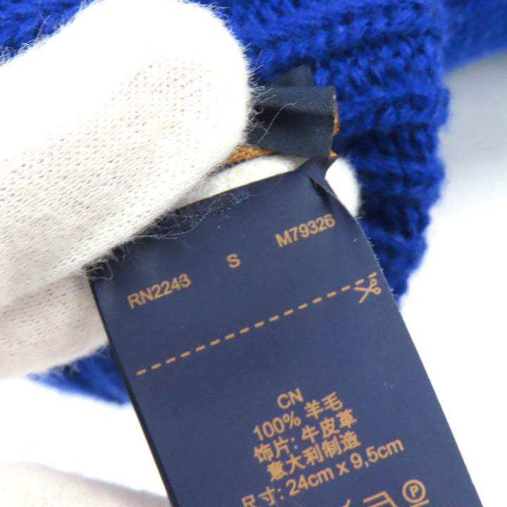 Excellent LOUIS VUITTON gloves LV medallion maille glove blue wool Women S