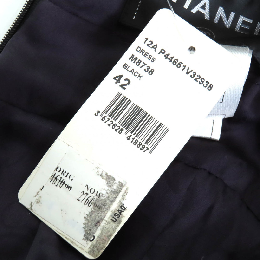 新品 CHANEL ワンピース ココマーク サイドジップ ノースリーブ ツイード ブラック 42