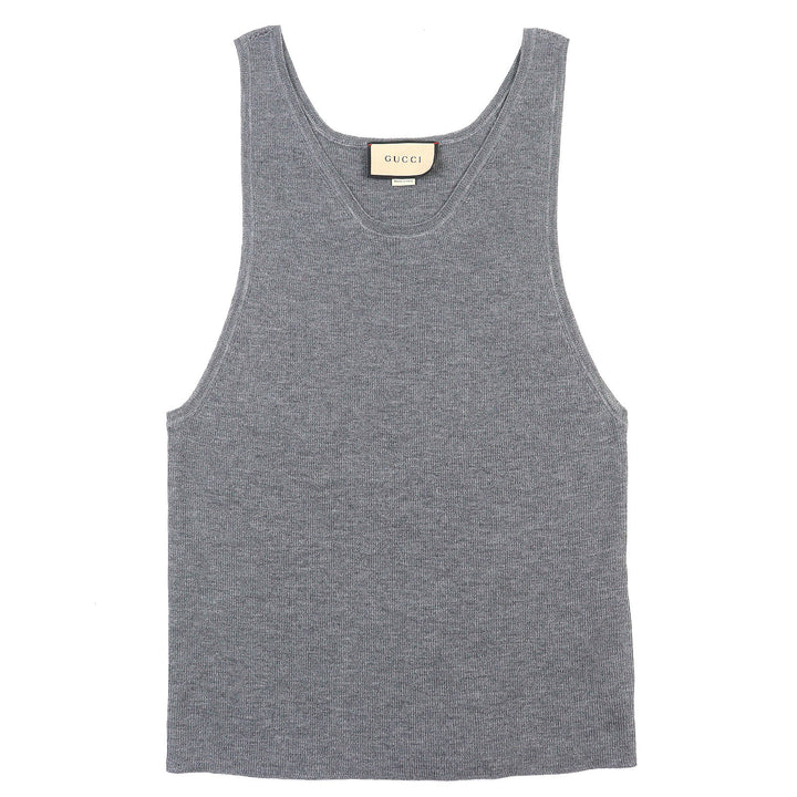 Excellent GUCCI Tank top Rib knit tank top sleeveless top gray wool mens S