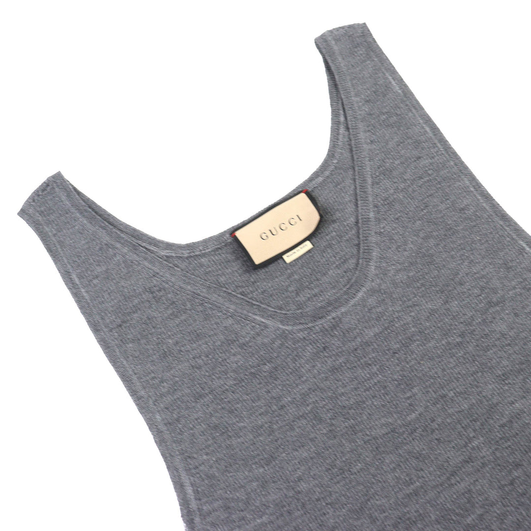 Excellent GUCCI Tank top Rib knit tank top sleeveless top gray wool mens S