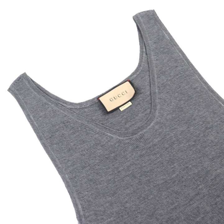 Excellent GUCCI Tank top Rib knit tank top sleeveless top gray wool mens S