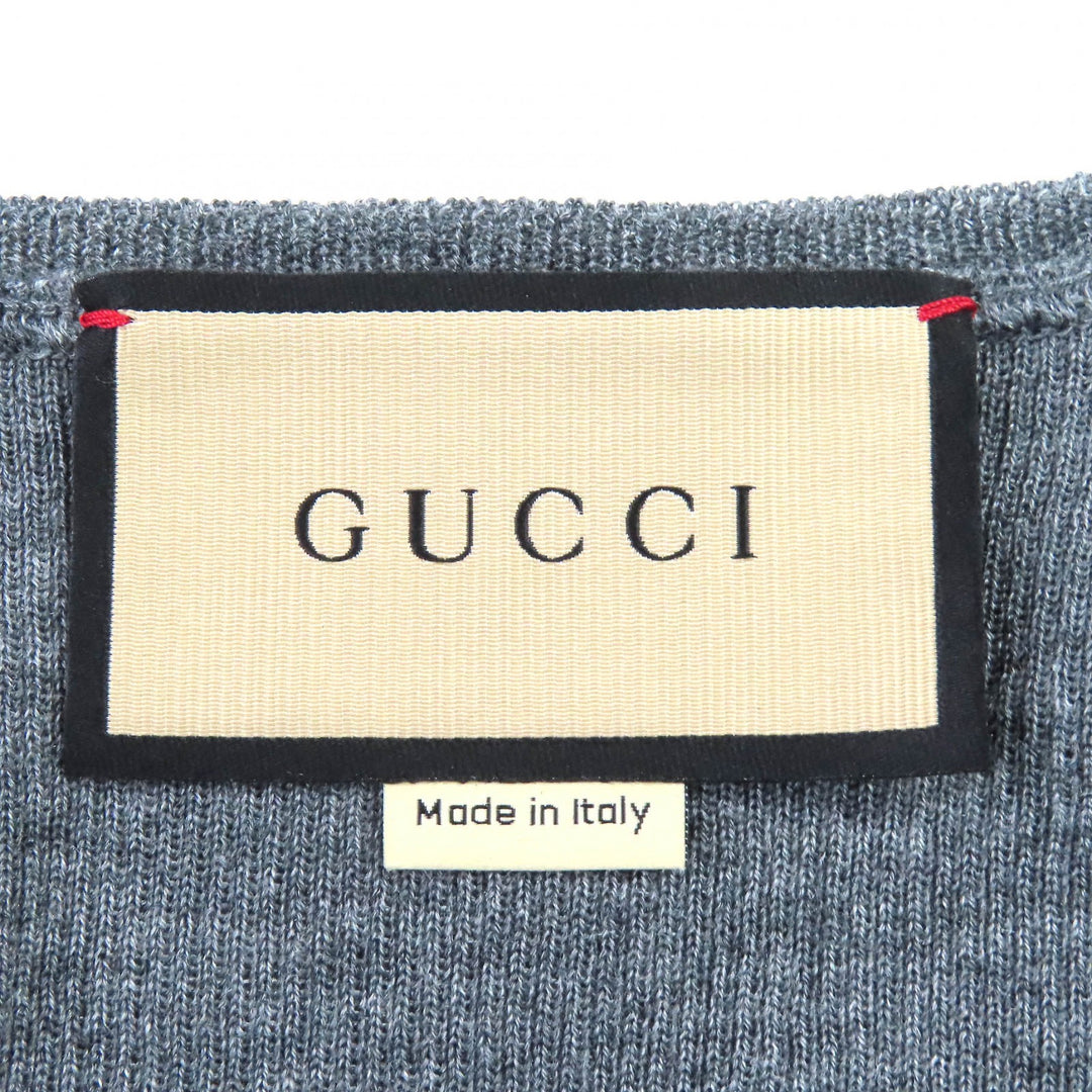 Excellent GUCCI Tank top Rib knit tank top sleeveless top gray wool mens S
