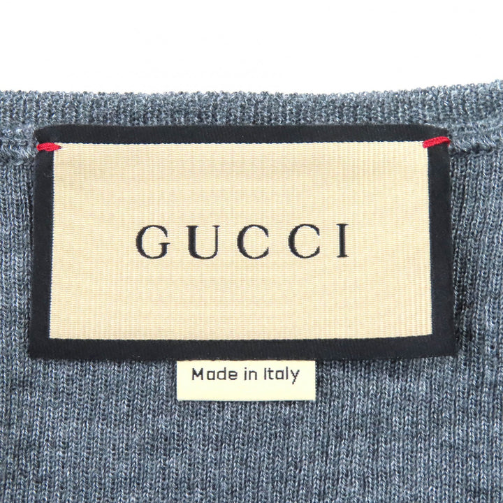 Excellent GUCCI Tank top Rib knit tank top sleeveless top gray wool mens S