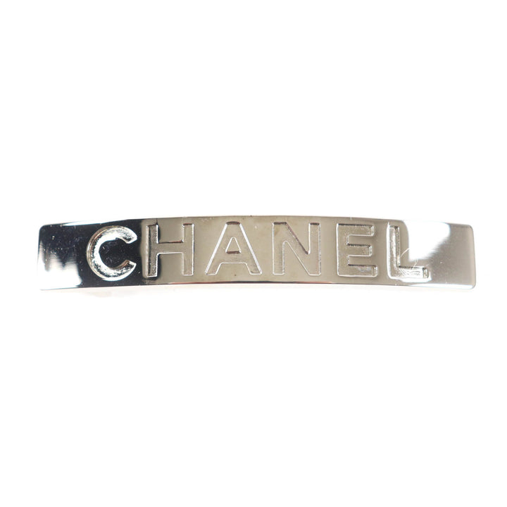 Excellent CHANEL hair accessory Logo Design Barrette Silver Women 96P
