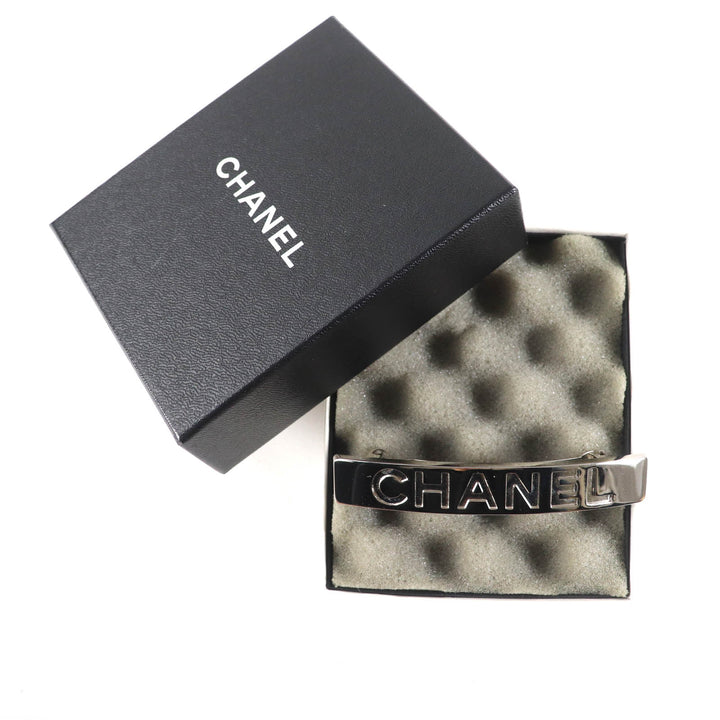Excellent CHANEL hair accessory Logo Design Barrette Silver Women 96P