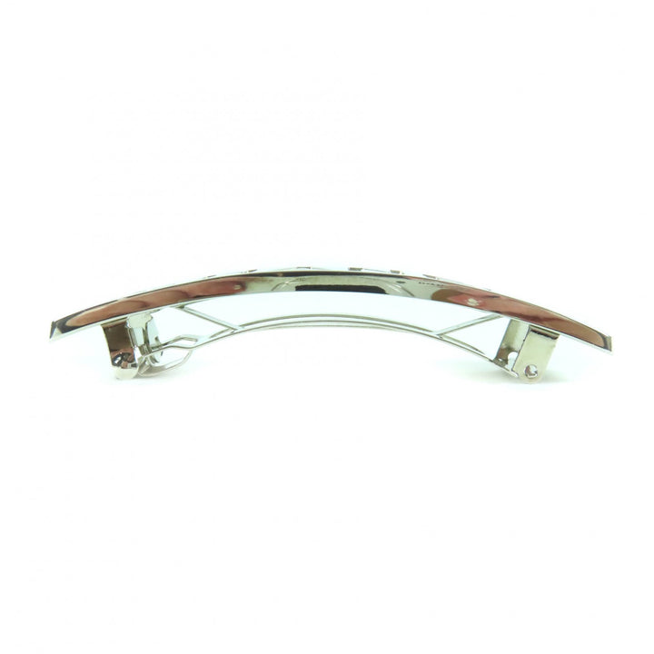 Excellent CHANEL hair accessory Logo Design Barrette Silver Women 96P