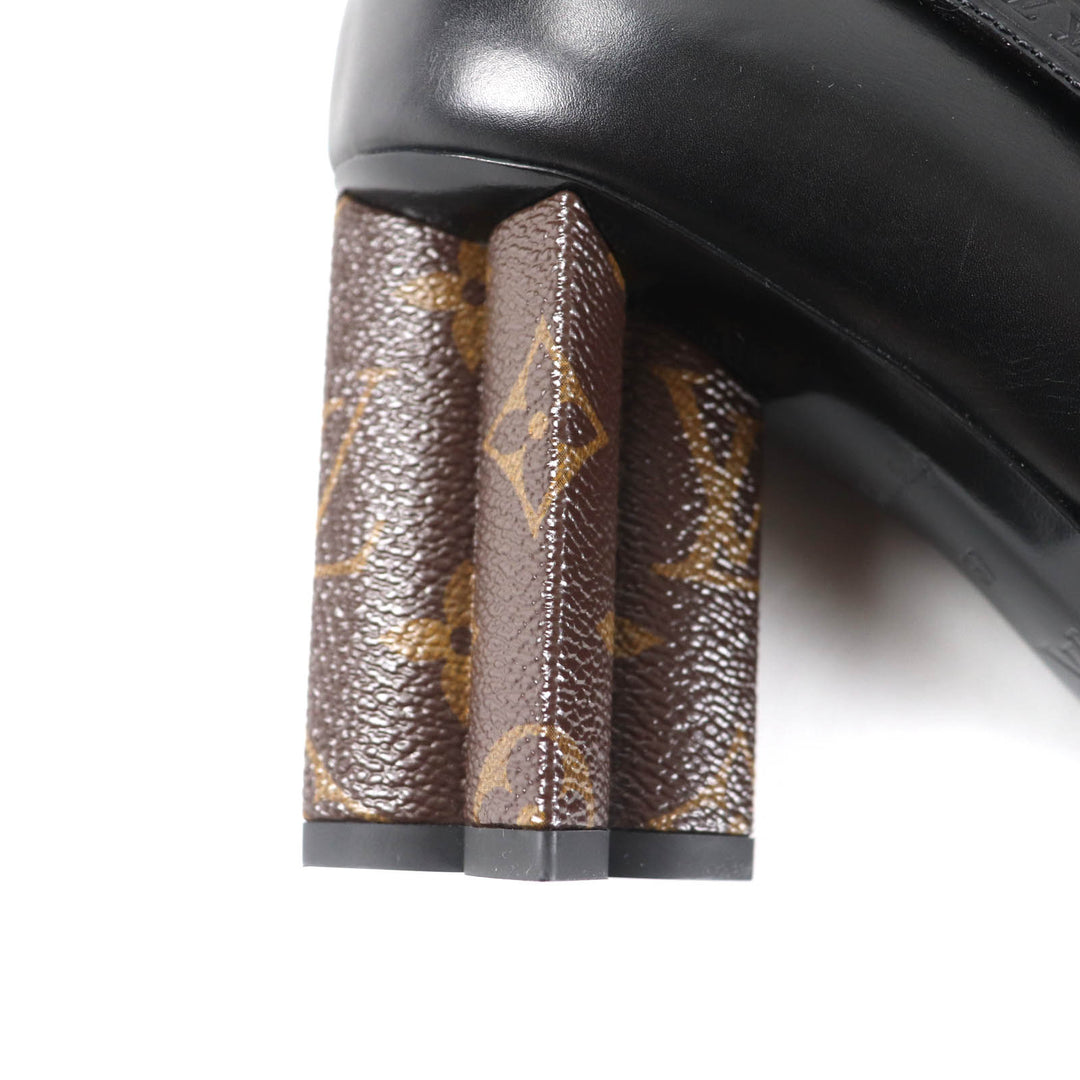 素晴らしい LOUIS VUITTON アンクルブーツ モノグラム ベルトデザイン レザー レディース 37