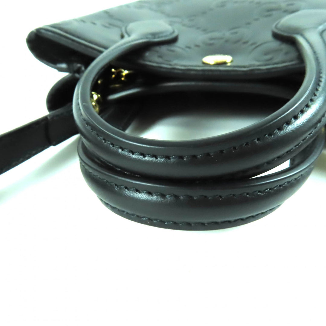新品 GUCCI ショルダーバッグ GG スーパーミニバッグ 2way レザー ブラック レザー レディース