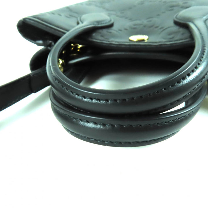 新品 GUCCI ショルダーバッグ GG スーパーミニバッグ 2way レザー ブラック レザー レディース