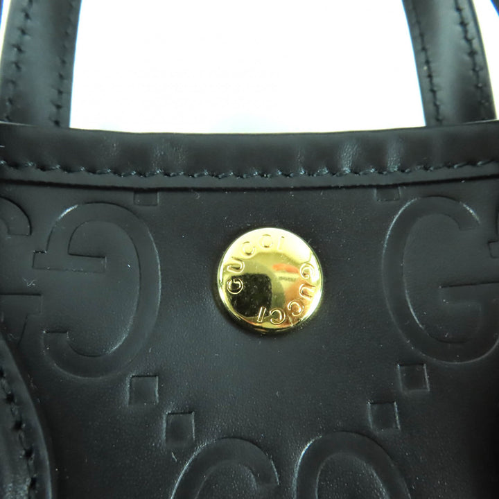 新品 GUCCI ショルダーバッグ GG スーパーミニバッグ 2way レザー ブラック レザー レディース