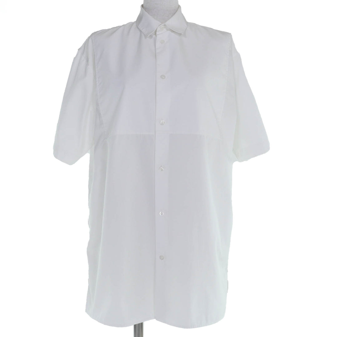 Great JIL SANDER Short sleeve shirt Logo embroidered white cotton 37 JSYM600505