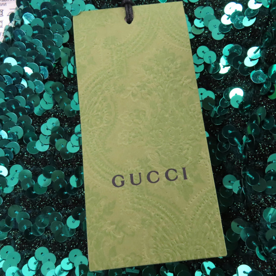 新品 GUCCI ジャケット スパンコール 半袖 ボレロ グリーン アクリル レディース S 653449