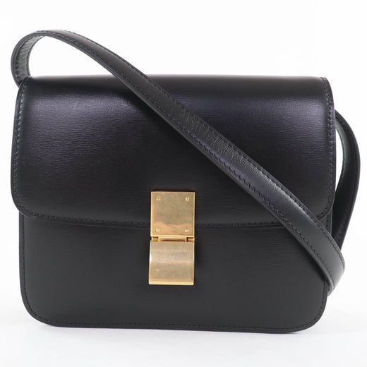 Great CELINE Shoulder Bag classic box teen black leather Women