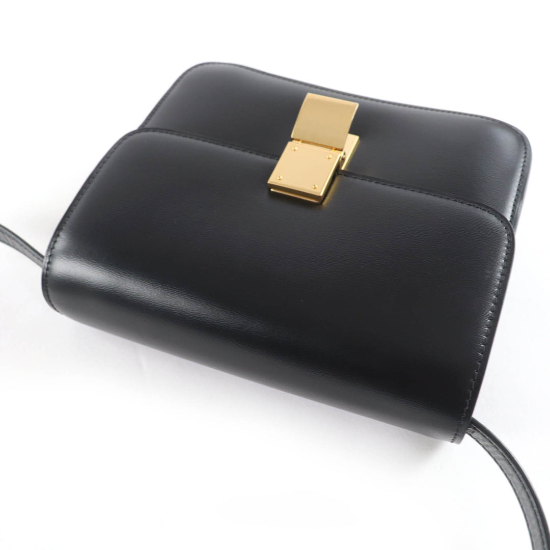 Great CELINE Shoulder Bag classic box teen black leather Women