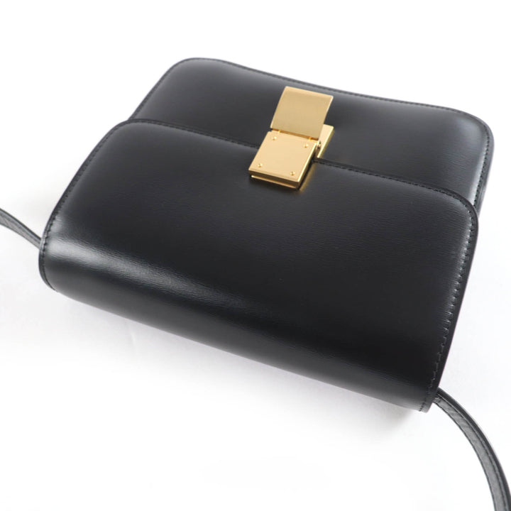 Great CELINE Shoulder Bag classic box teen black leather Women