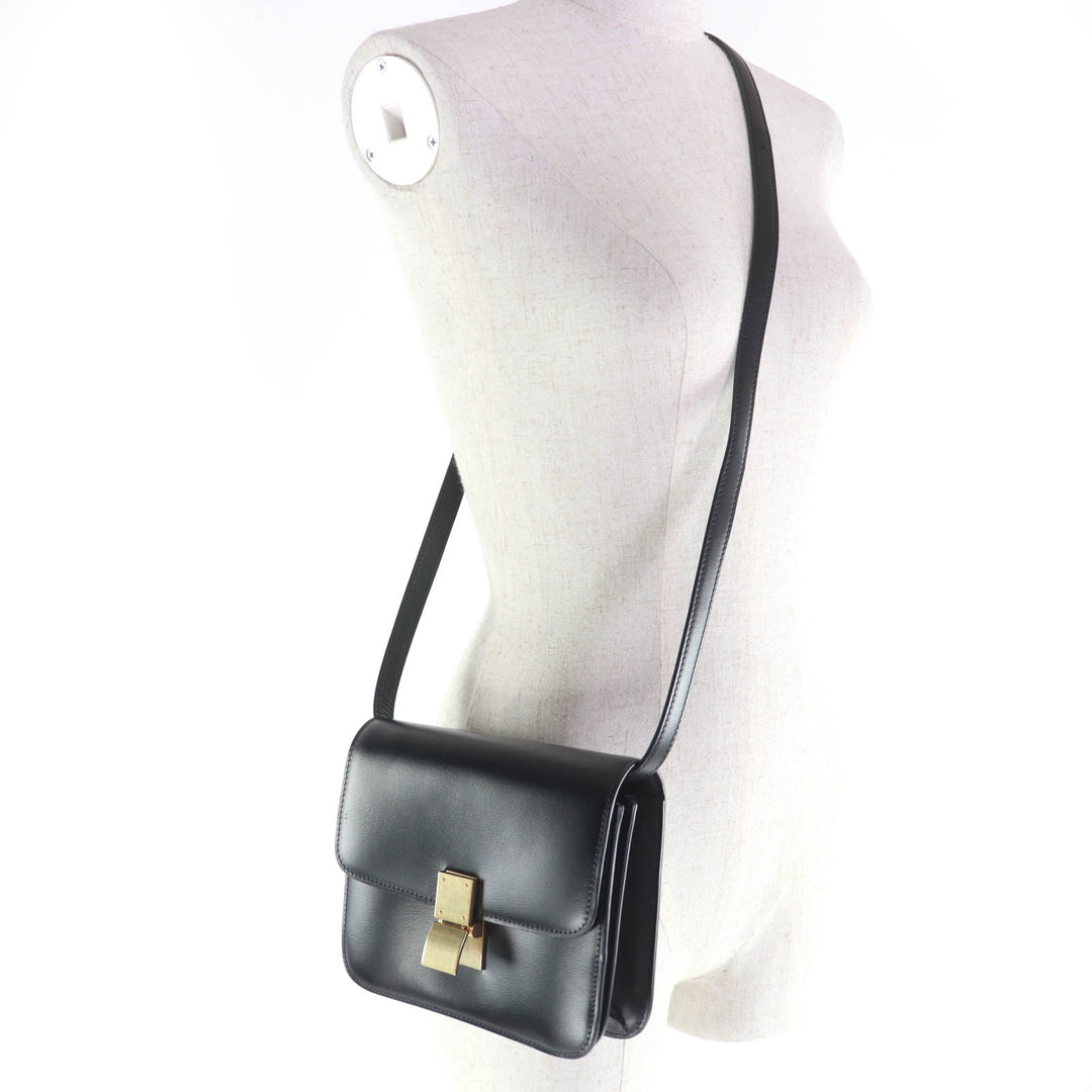 Great CELINE Shoulder Bag classic box teen black leather Women