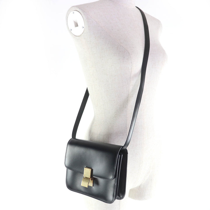Great CELINE Shoulder Bag classic box teen black leather Women