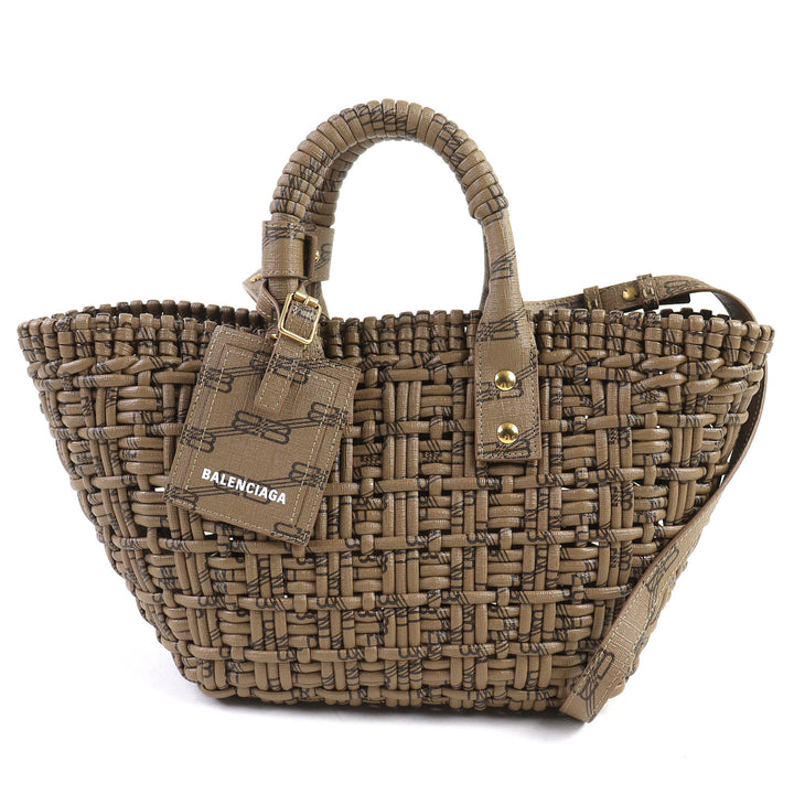 BALENCIAGA ショルダーバッグ ビストロバスケット XS 2WAY ハンドバッグ ブラウン 671342 美品