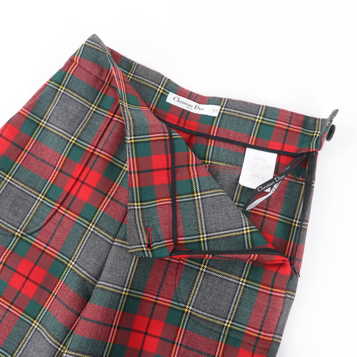クリスチャン・ディオール パンツ チェック柄 ウール レディース 38 951P11A1210 美品