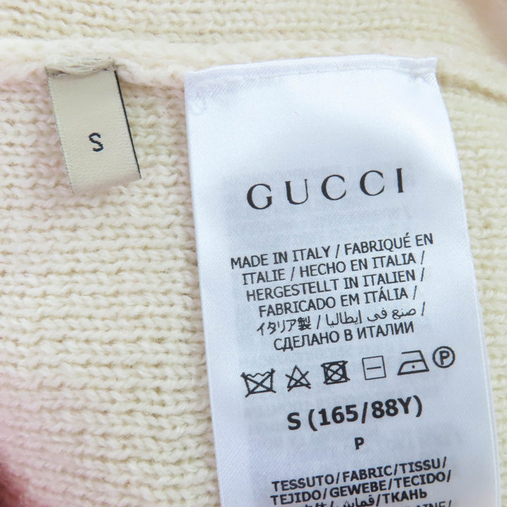 新品 GUCCI ニット ツートン ベルト付き 長袖 レッド アイボリー ウール レディース S 727145