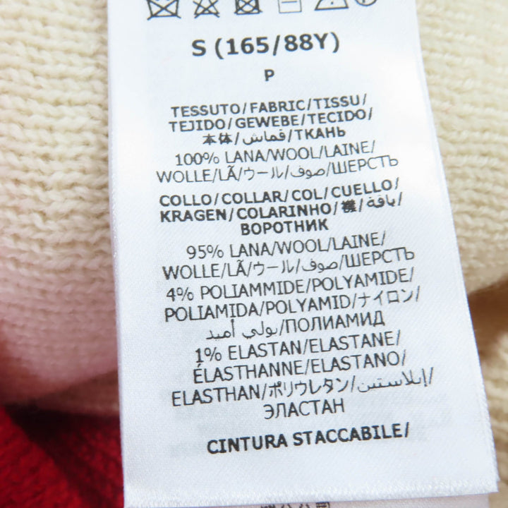 新品 GUCCI ニット ツートン ベルト付き 長袖 レッド アイボリー ウール レディース S 727145