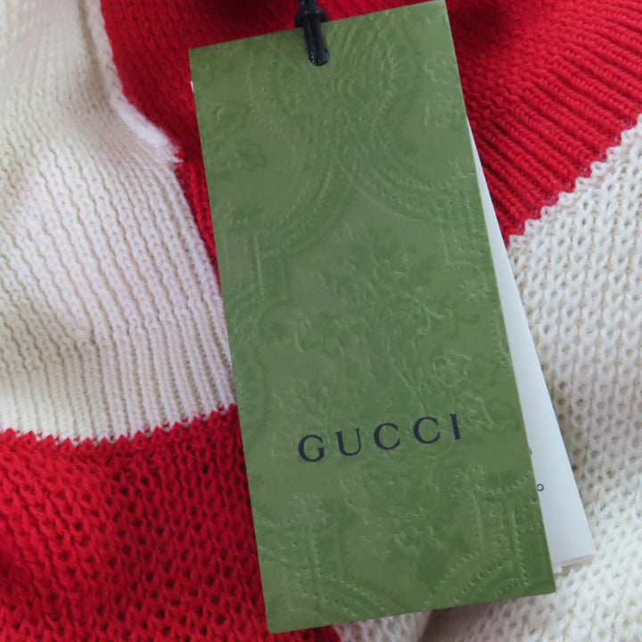 新品 GUCCI ニット ツートン ベルト付き 長袖 レッド アイボリー ウール レディース S 727145