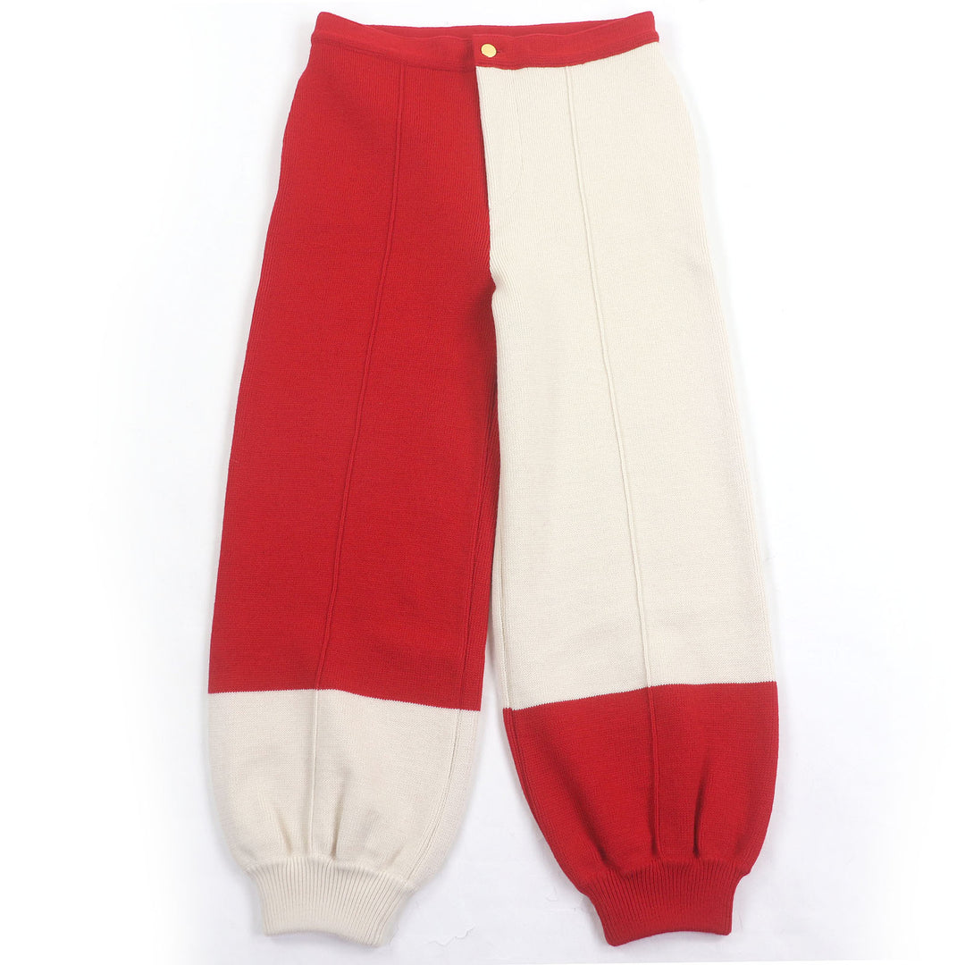 新品 GUCCI パンツ バイカラー ニット レッド アイボリー ウール メンズ M 724731