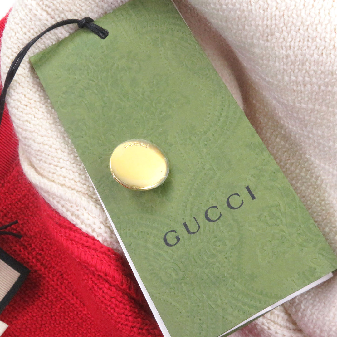 新品 GUCCI パンツ バイカラー ニット レッド アイボリー ウール メンズ M 724731