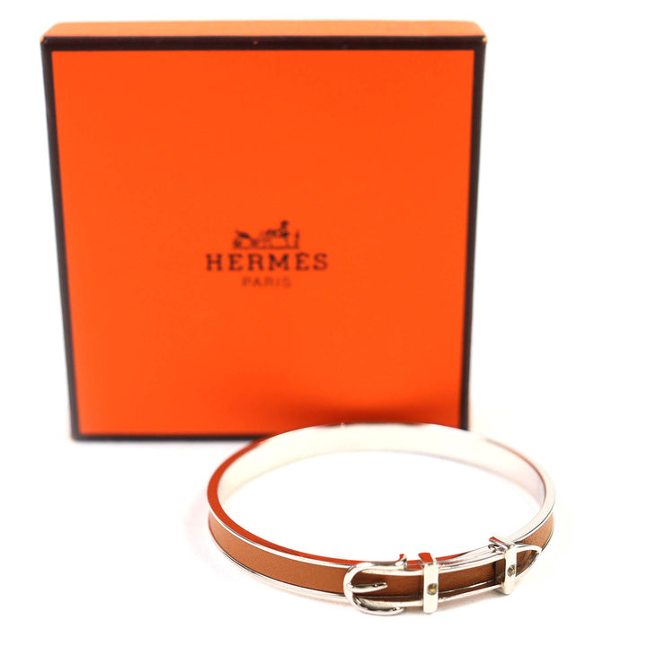 非常に良い HERMES バングル サンチュール ベルトモチーフ バングル ブレスレット ブラウン レディース