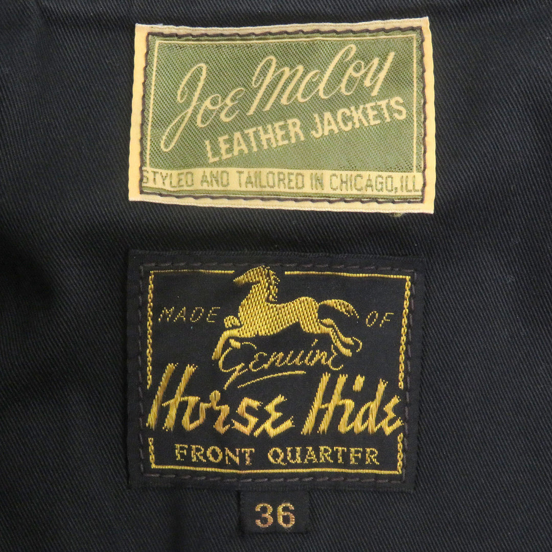 Great JOE McCOY Leather jacket 30s SPORT JACKET SINGLE Brown Horsehide mens 36