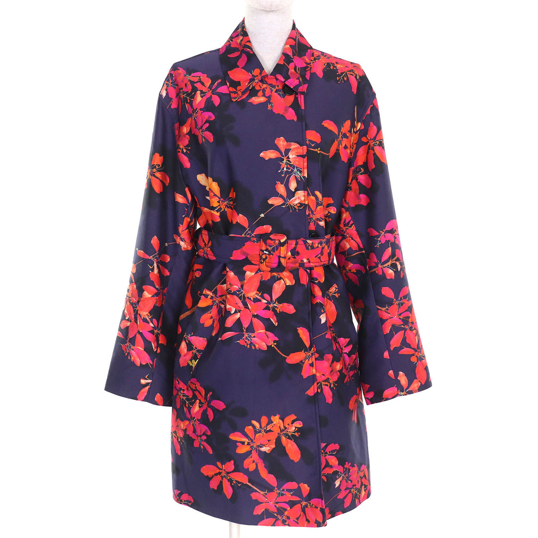 Excellent DRIES VAN NOTEN Floral Coat Floral print belted single coat worn 38