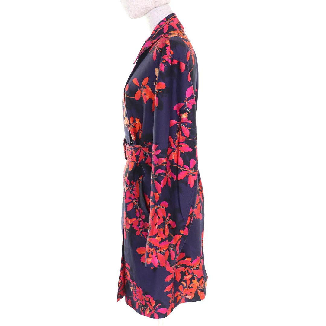 Excellent DRIES VAN NOTEN Floral Coat Floral print belted single coat worn 38
