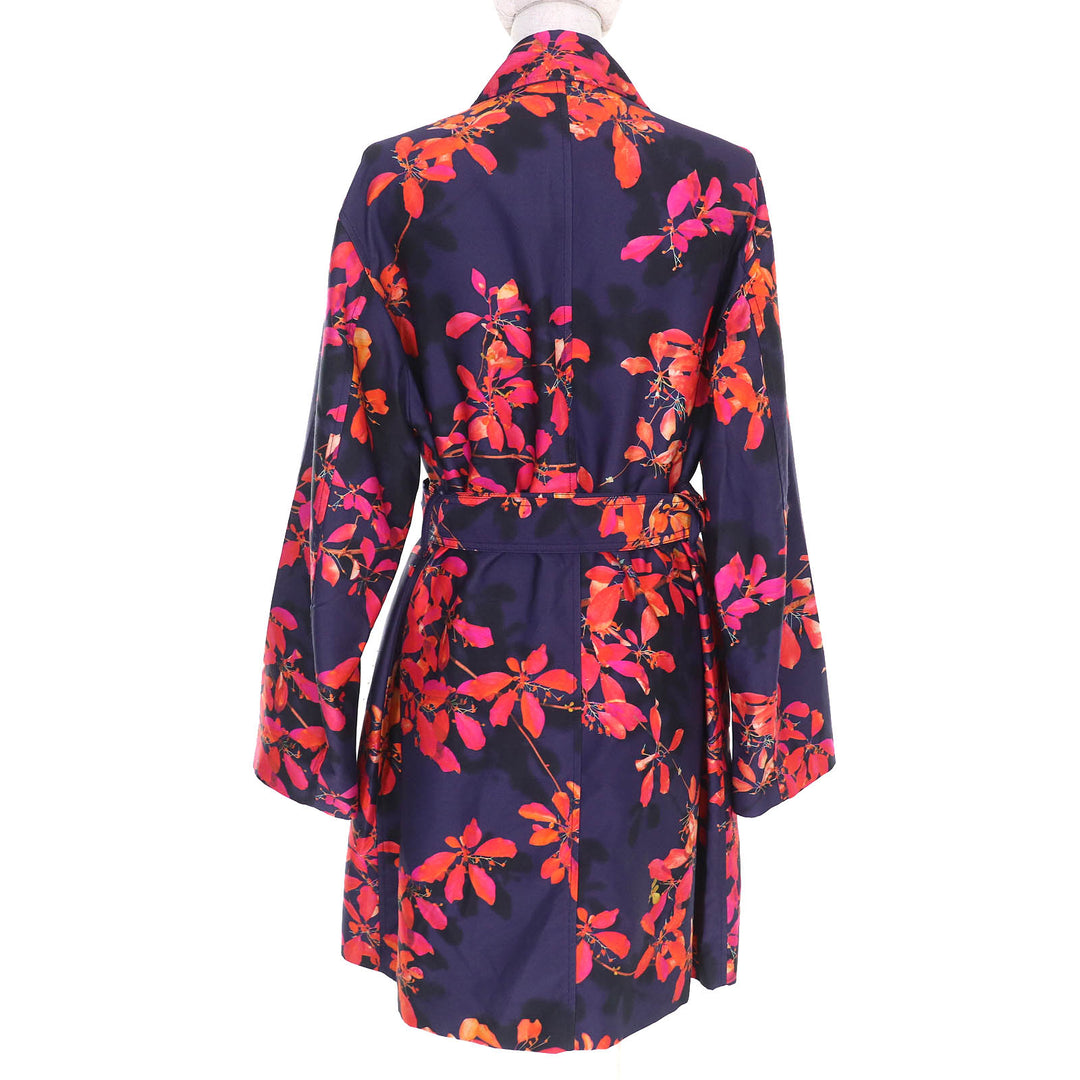 Excellent DRIES VAN NOTEN Floral Coat Floral print belted single coat worn 38