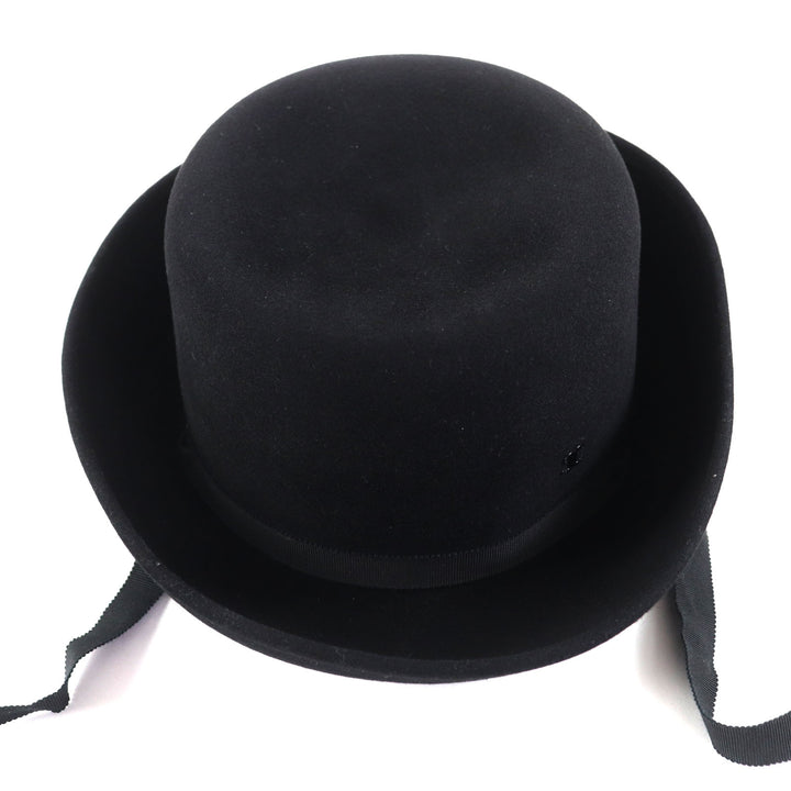 Excellent CHANEL hat black Rabbit hair Women M 20S