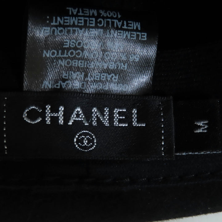 Excellent CHANEL hat black Rabbit hair Women M 20S