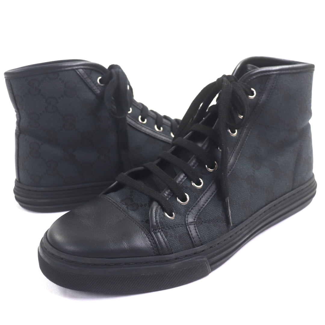 素晴らしい GUCCI ハイカットスニーカー ブラック キャンバス メンズ 6.5 426188