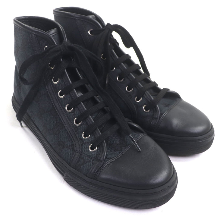 素晴らしい GUCCI ハイカットスニーカー ブラック キャンバス メンズ 6.5 426188
