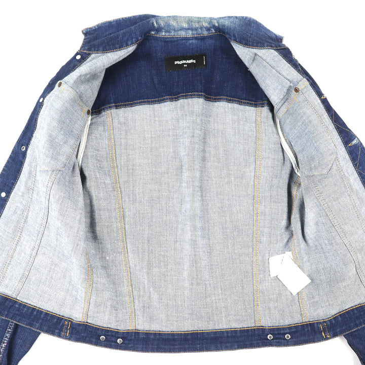 Discounted Great DSQUARED2 Denim Jacket CLASSIC JEAN JACKET Distressed Paint 44 S74AM0914