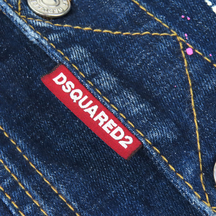 Discounted Great DSQUARED2 Denim Jacket CLASSIC JEAN JACKET Distressed Paint 44 S74AM0914