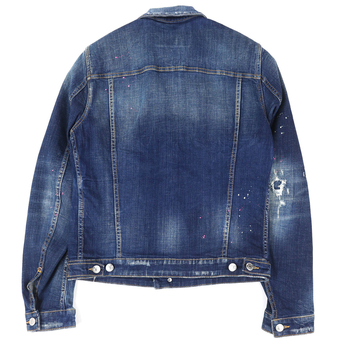Discounted Great DSQUARED2 Denim Jacket CLASSIC JEAN JACKET Distressed Paint 44 S74AM0914